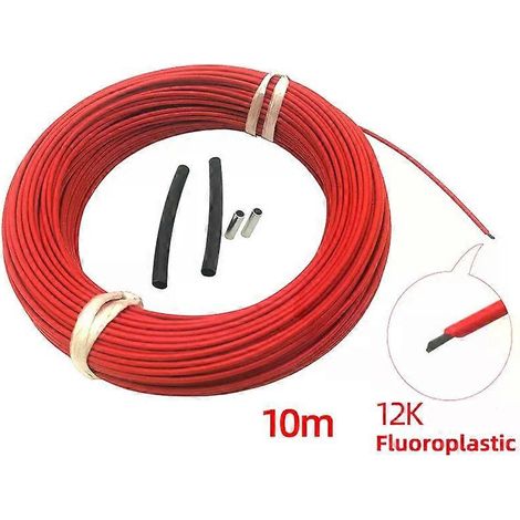 10 Meter + Anschlusssets 12k 33 Ohm Fluorpolymer-Kohlefaser-Heizkabel Fußbodenheizung, elektrisch, Warmdraht, Raumheizung, Hotline (1/4)