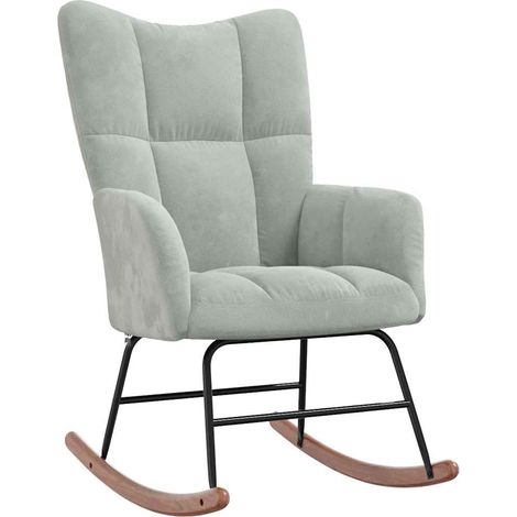 Chaise à bascule,Chaise de relaxation Gris clair Velours CFW81338 (1/5)