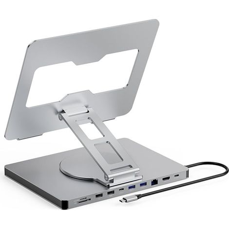 Support PC Rotatif 360° Aluminium avec Hub pour USB-c Support (1/5)