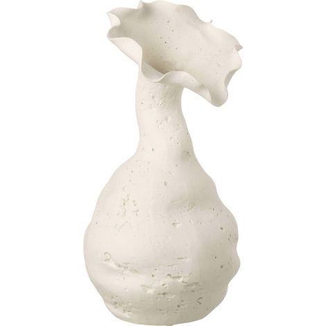 Vase blanc en poterie forme fleur ondulée - blanc (1/4)