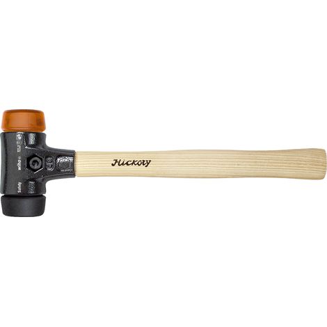 Wiha Martillo de cara blanda Safety de dureza media/duro con mango de madera Hickory, cabezal redondo 60, 400 mm (26614)