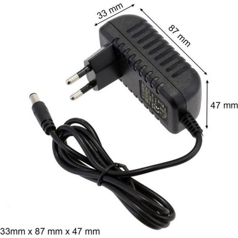 Adaptateur Alimentation 12V DC 1A - Entrée AC 100-240V 50/60Hz - Prise Jack 5.5mm x 2.5mm - Câble 100 cm - 1 Pièce (1/4)