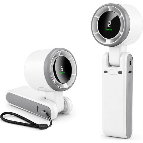 Ventilateur poche turbo LED 5 vitesses rechargeable blanc (1/5)