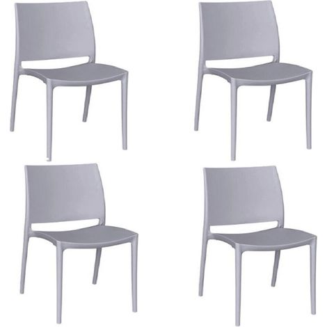 Sedia sala da pranzo altea in plastica colore grigio chiaro modello confort x 4