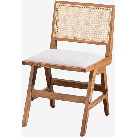 Silla de comedor en madera de fresno y ratán tapizada Lali SKLUM             