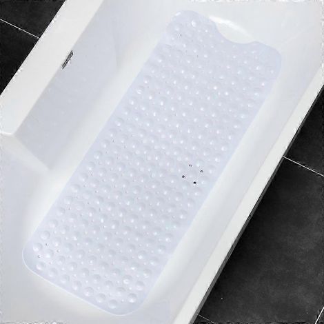 Transparente, rutschfeste Badematte, groß (40 x 100 cm), weiß, optimale Sicherheit für Badewanne und Dusche, sicherer Halt, komfortable Oberfläche, ideal zur Vermeidung von Stürzen (1/3)