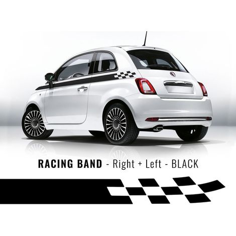 Fasce Adesive a Scacchi Fiat 500 per Fiancate - Colore: NERO