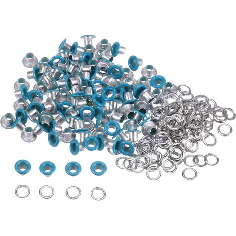 100 - Œillets Métal - Rondelles - Renfort Tissu Cuir - Ventilation Enfilage - Sacs Chaussures Vêtements - Bleu Ciel - 3mm x 6mm