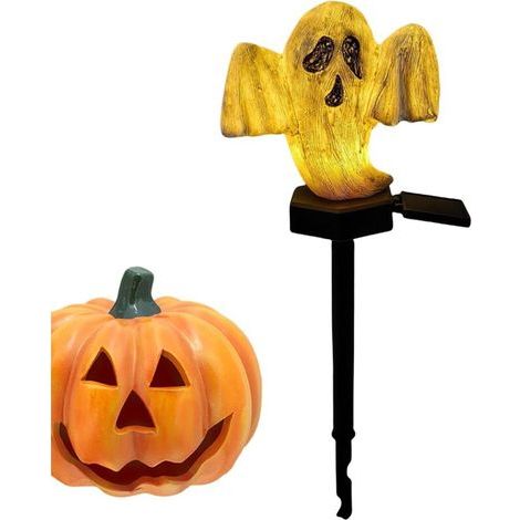 Lampe sur piquet fantôme Pathway, lampe sur piquet fantôme solaire,Lampe de pieu fantôme d’Halloween Lampe imperméable d'ambiance de jardin d'Halloween LED pour la voie (1/5)