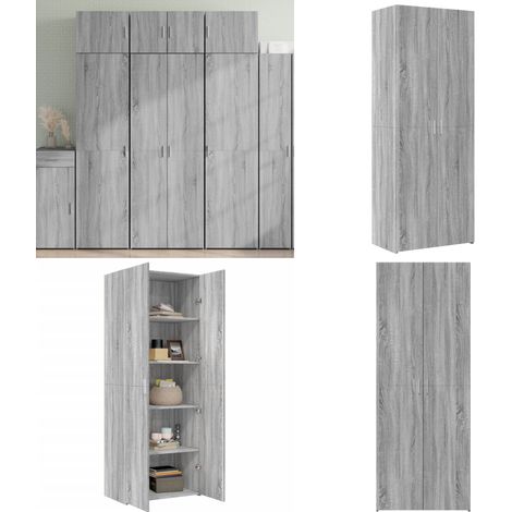 Highboard Grau Sonoma 70x42,5x185 cm Holzwerkstoff - Hochschrank - Hochschrank mit Ablage (1/5)