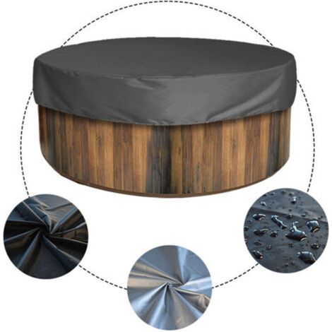 Couverture de Bain à Remous Rond Extérieur Housse de Protection Anti-Poussière Étanche pour Piscine Résistante Aux UV pour Meubles de Jardin de Baignoire à Remous Spa-Black (160 x 90cm) (1/3)