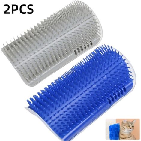 2 piezas, Peine de masaje, Rascador para gatos, Apto para superficies planas, esquinas, armarios y puertas, Gris, Azul, 12,58,1 cm (1/5)