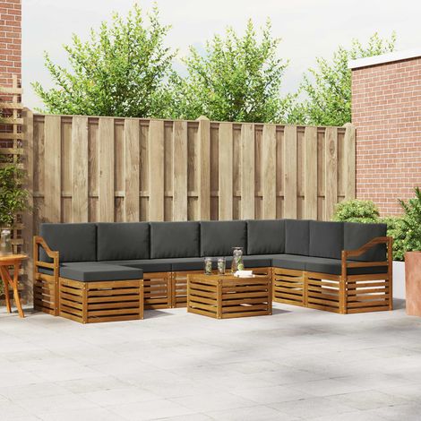Ecksofa Set 9 pcs Natur und Anthrazit Massivholz Akazie (1/5)