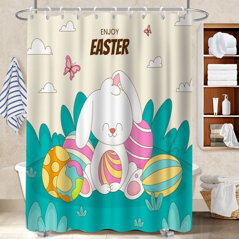 Rideau de bain imprimé polyester 180x180 infroissable rideau imperméable pour salle de bain (1/5)