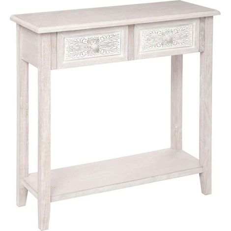 Consola «Hina» - madera blanqueada - 2 cajones - Atmosphera créateur d'intérieur (1/5)