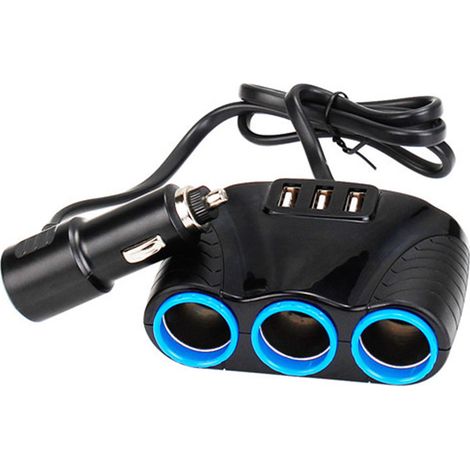 Autoladegerät mit 3 USB-Anschlüssen und 1-zu-3-Stromverteiler. (1/4)
