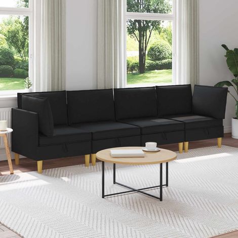 vidaXL Modular Sofa Set mit Stauraum 4 pcs Schwarz Stoff (1/5)