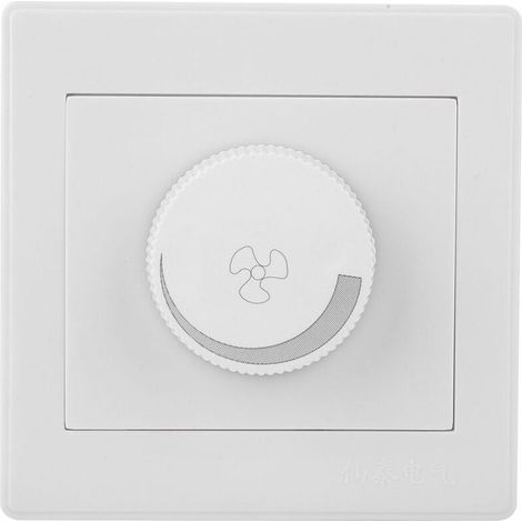 Plafonnier Interrupteur Vitesse Ventilateur Bouton Panneau Mural Blanc AC250V 100W 86x86mm (1/4)