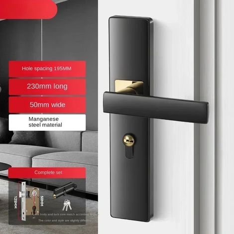 (Type M) Serrure de porte en bois pour appartement/chambre, antivol, avec clé. (1/5)