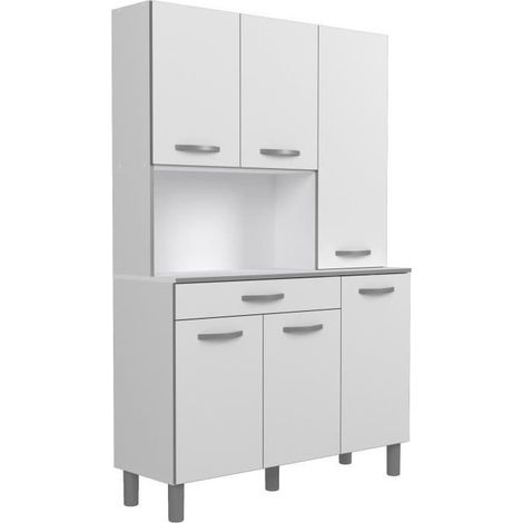 OSLO Buffet de 120 cm - 1 Tiroir et 6 Portes - L 120 x P 40 x H 185 cm - Coloris Blanc (1/5)