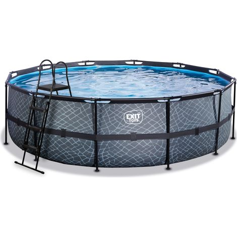 EXIT Stone pool 16ft x 48in with sand filter pump - grey