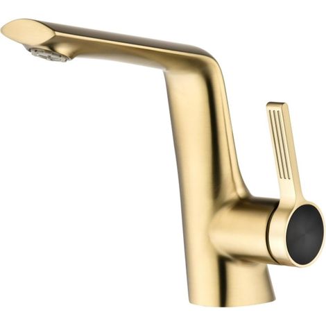 Mitigeur pour vasque, laiton, doré, monocommande, pour lavabo (1/5)