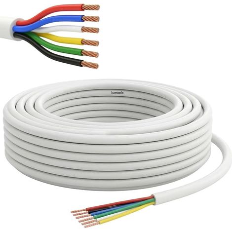 Lumonic RGBW CCT LED Ligne de contrôle 5m  câble gainé 6 fils flexible  LiYY Extension, Câble d'alimentation, Câble d'alimentation LED, Câble de commande (1/5)