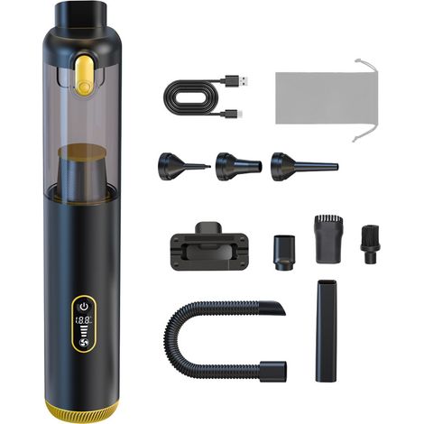 Aspirateur de voiture sans fil portable, aspiration maximale de 18 000 Pa, 4 en 1, multifonction, portable, pour la maison, le bureau, 30 minutes d'autonomie, filtre HEPA. (1/5)