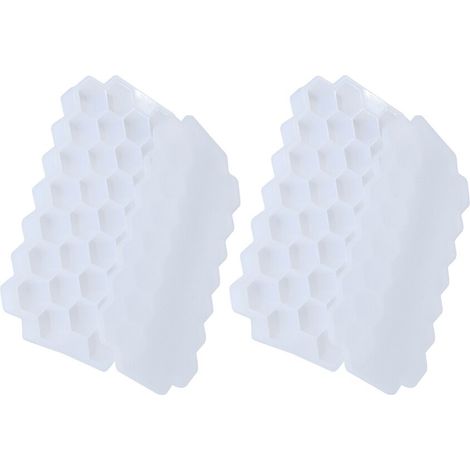 Lot de 2 bacs à glaçons, silicone, 37 compartiments hexagonaux, empilables avec couvercle, congélateur (1/5)