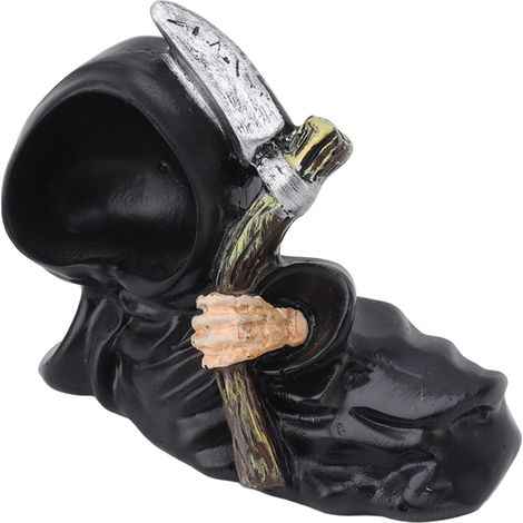 Resin Grim Reaper Sculpture, Gothic Desk Statue with Sickle, Hand-Painted Figurine, Halloween Party Decoration (1/5)