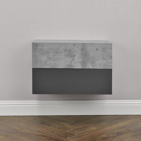 Set di 2 Comodini da Parete con Cassetto 46x30x15 cm Effetto Cemento / Grigio Scuro [en.casa] (1/5)