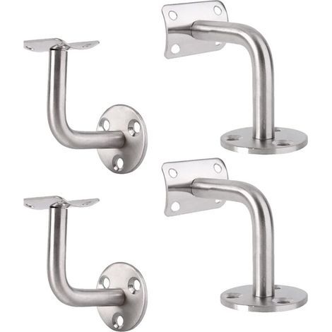 FENOPLASTICA4PCS Inoxydable Supports, Support Mural en Acier Inoxydable,Support Mural Fixation Tringle,Balustrade Murale Support de Tube 90°,pour Mur Intérieur Loft Main Rampe Escalier Support. (1/4)