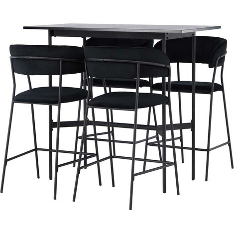Rax Barmöbelsett Bartisch schwarz und 4 Lui Barhocker schwarz.