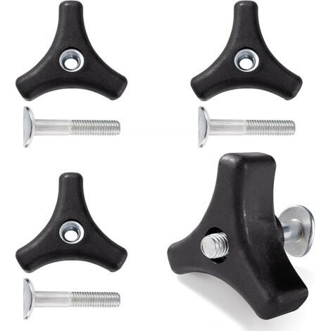 Pair 4 Ensembles Bouton de Poignée de Tondeuse à Gazon Écrou Boulon, Poignée Triangulaire de Fixation pour Tondeuse à Gazon, Outils de Jardinage (1/5)
