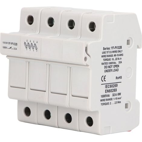 4-poliger 32-A-Leistungsschalter für Gleichstrom, DIN-Schienen-Sicherungshalter, flammhemmender PC-Sockel, 1000 V, 6 W (1/5)