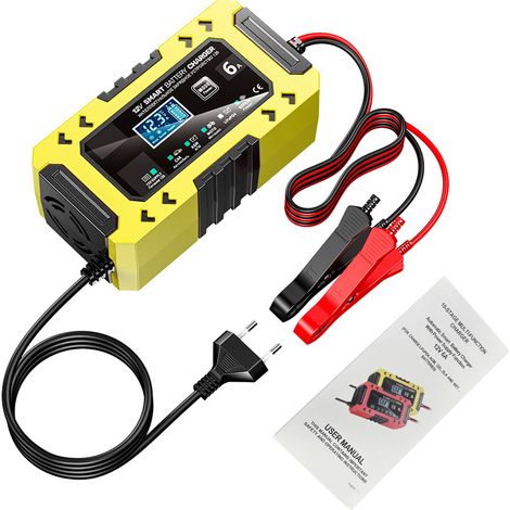 Caricabatterie automatico, desolfatore intelligente per la manutenzione 12V 6A con compensazione della temperatura per batterie di auto, camion, moto e tosaerba.