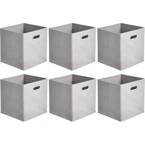 Boîte de rangement cube pliable, lot de 6, 27 x 27 x 28 cm, gris clair (1/5)