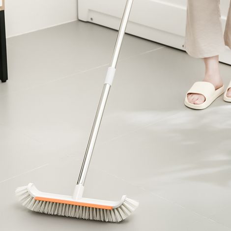 Brosse de Nettoyage Sol avec Grattoir, Raclette Intégrée, Poils Résistants pour Carrelage, Tête de Lavage 36cm, Manche Long 130cm en Inox, pour Cuisine, Salle d'Eau, Terrasse, Usage Intensif (1/5)