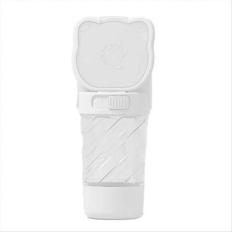 Bouteille d'eau pour chien/chat avec compartiment de rangement pour nourriture et eau, gamelle pour chiots et chiens, accessoire de voyage blanc (1/5)