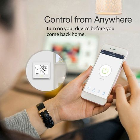 Smart-Thermostat mit WLAN-Funktion, Temperaturregelung per App, 5 A, kompatibel mit Alexa / Warmwasser- und Gasthermostate – Weiß