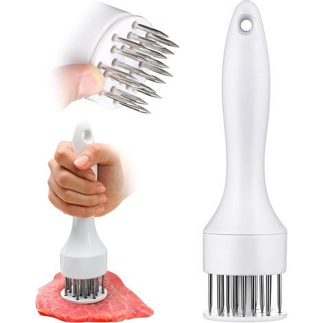 Lames d'aiguille en acier inoxydable attendrisseur de viande avec gadgets de cuisine professionnels ultra tranchants, jacquard pour attendrir et cuire le barbecue, la marinade, le steak, le bœuf et la (1/4)