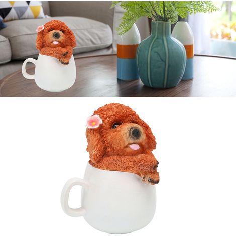 Statue de Chien en Résine Originalité Cup Dog Décor Résine Artisanat Décor pour Jardin Maison Yard Brown (1/5)