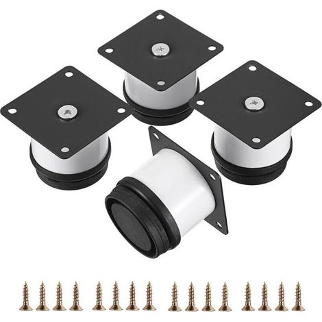 Lot de 4 pieds de meubles en acier inoxydable de 5,1 cm - Petits pieds de bureau en métal - Pieds de canapé - Pieds de rechange réglables en métal blanc - Pieds d'armoire ronds - Rallo