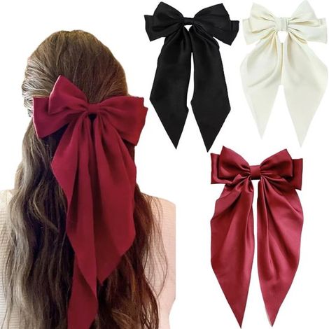 pcs - Lazos para el cabello – Satén suave y sedoso - Pinzas para el cabello de satén - Diademas grandes para mujeres, pinzas para el cabello grandes para niñas – Accesorios para el cabello, pinzas par (1/5)