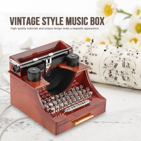 Kreative Mini-Spieluhr im Retro-Stil, im Schreibmaschinen-Design, Tischdekoration, Geschenk (1/5)