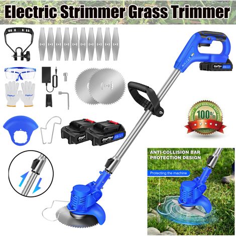 21V Tondeuse à gazon sans fil Débroussailleuse de jardin avec 2X accu