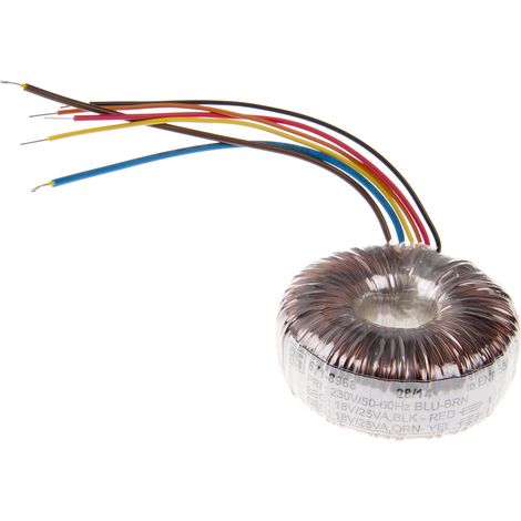 Transformateur torique RS PRO 2 sorties, 230V c.a. 2 x 18V c.a., 50VA ( Prix pour 1 ) (1/2)