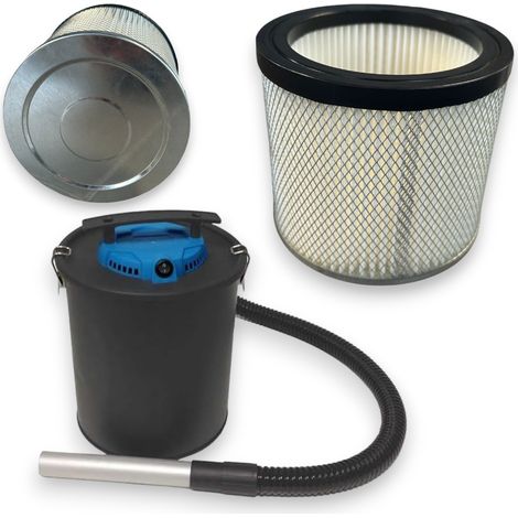 Filtro HEPA con diametro 13xH11,5 cm fireproof di ricambio con fondo chiuso in metallo per aspiratori (1/4)