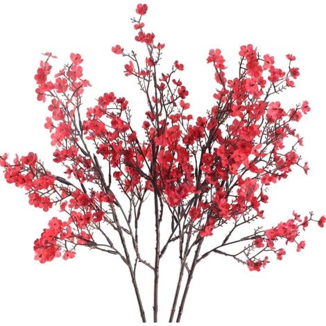 4pcs Gypsophile Artificielles Fleurs Bouquet Plante Artificielle Rouge Décoration Mariage Maison Fête Composition Florale (1/4)
