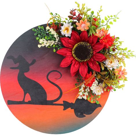 Guirlande Chat Lunaire Halloween Décoration Suspendue pour Fête Maison Ferme Porte Porche Extérieur 1 Pièce